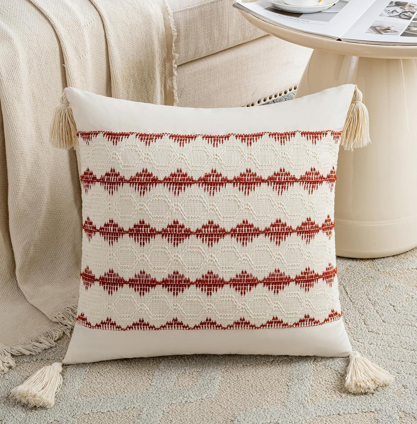 Decorative Throw Pillow Covers / 18 x 18 / Burnt Orange / Set of 2