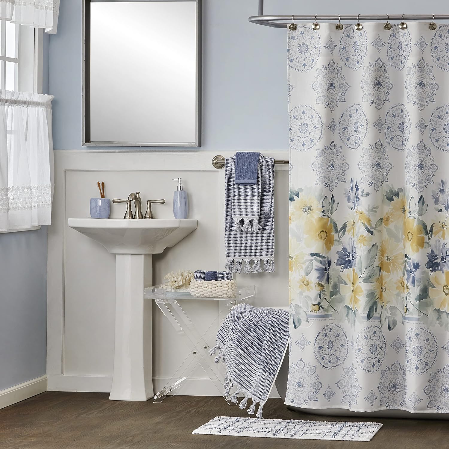 SKL Home Longborough Hand Towel Set-2pc, 100% Turkish Cotton, Denim Blue | 640 GSM weight. Spa-level quality. Soft &
