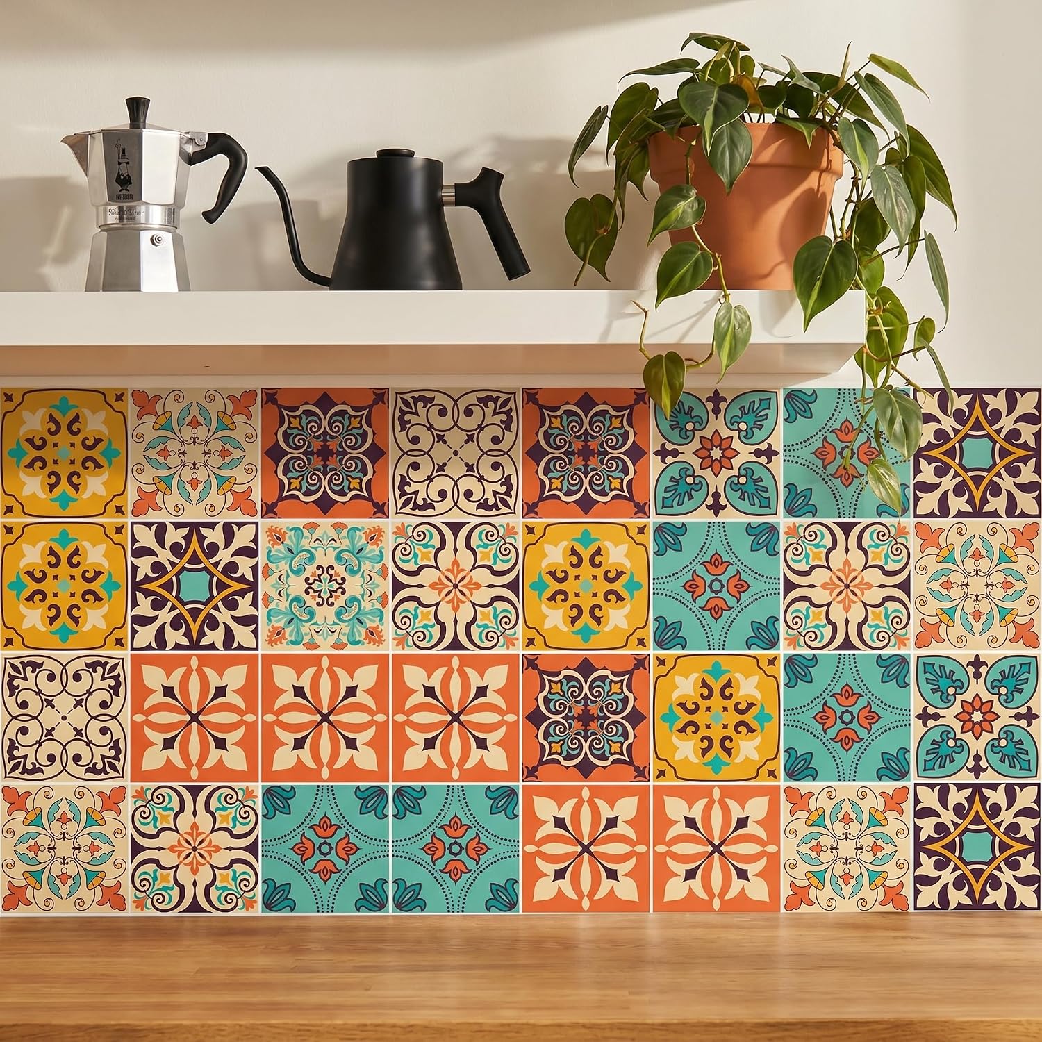 Terracotta and Tile Stickers / Teal / 5.9 Inch / Set of 16