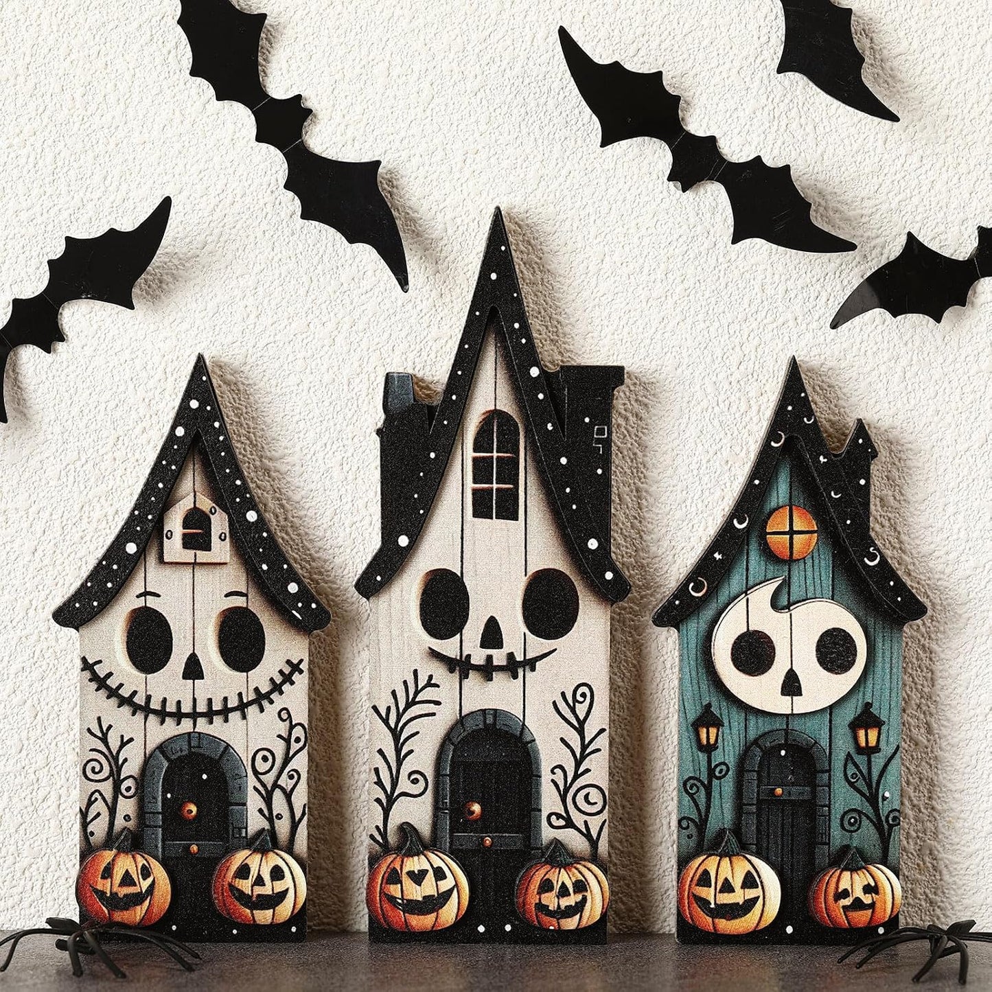 Moucuny 4 Pcs Snowflake Decorations Wooden Block Signs Winter Farmhouse