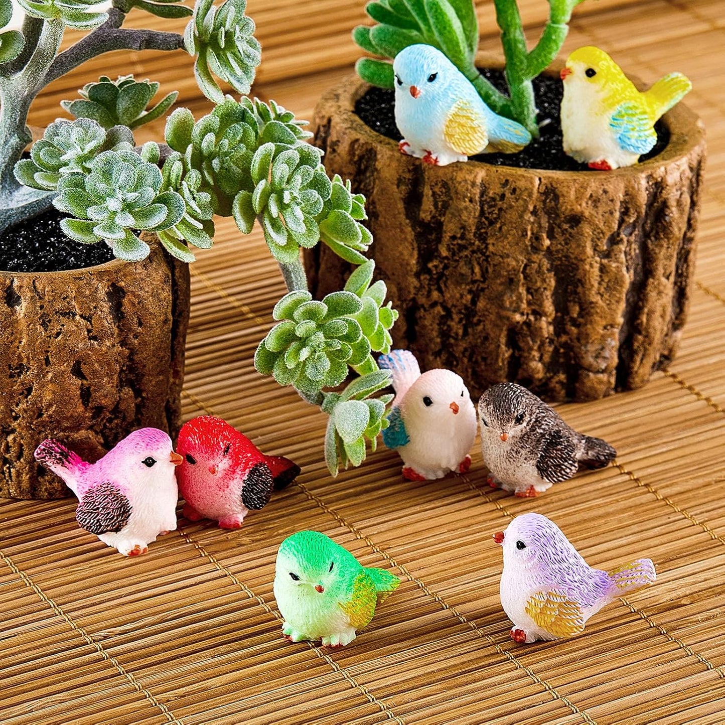Miniature Bird Figurines Dollhouse Simulation Decorative Bird Figures Animal Model / Set of 24