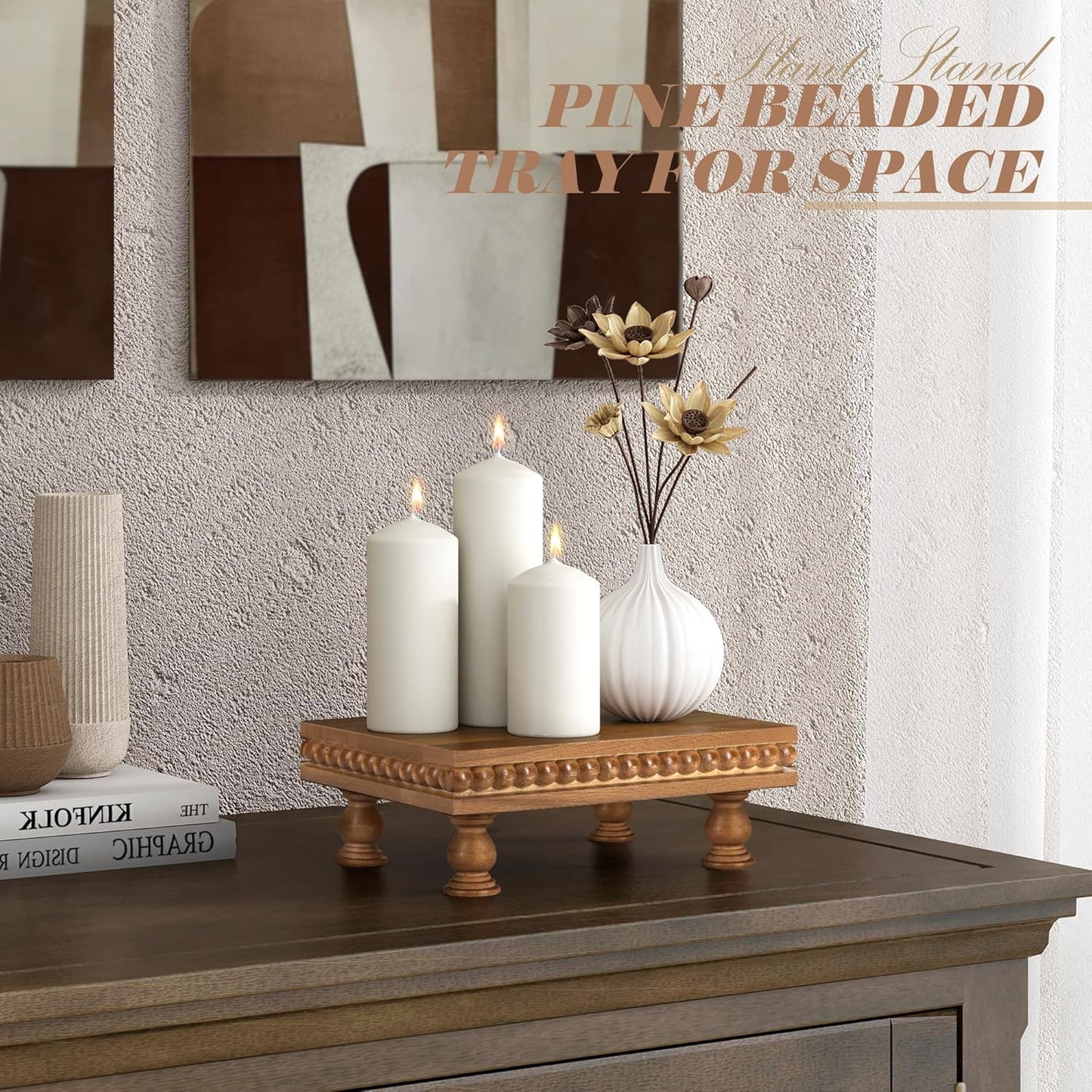 Rustic Pedestal Stand for Displaying Home Decorations / Brown