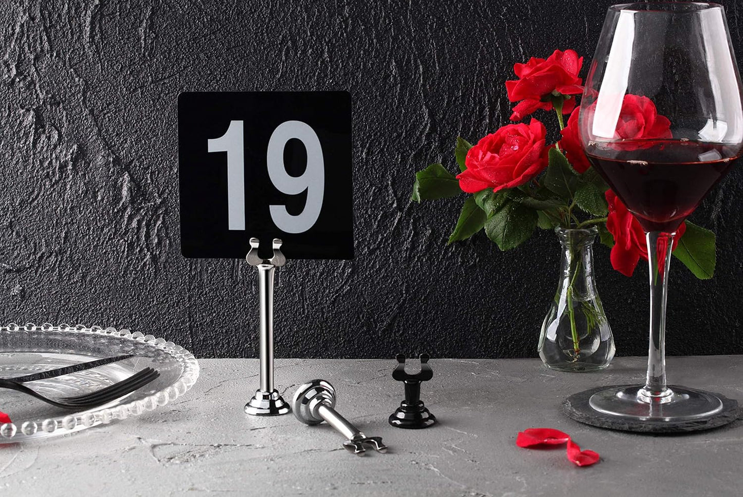 New Star Foodservice Triton Harp Clip Style Place Card / Table Number Holder, 1.5 Inch (Black)