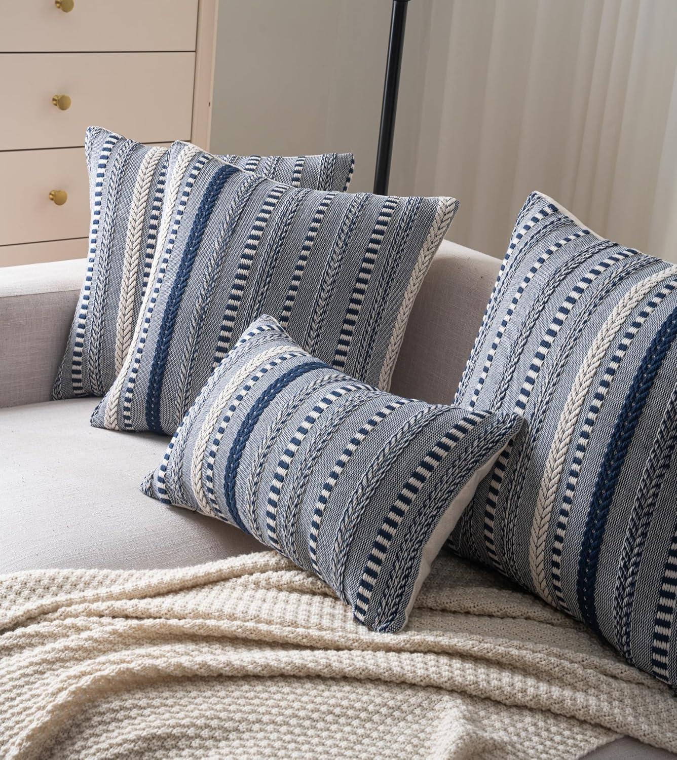 Boho Throw Pillow Covers / Navy Blue / 18 x 18 / Set of 2