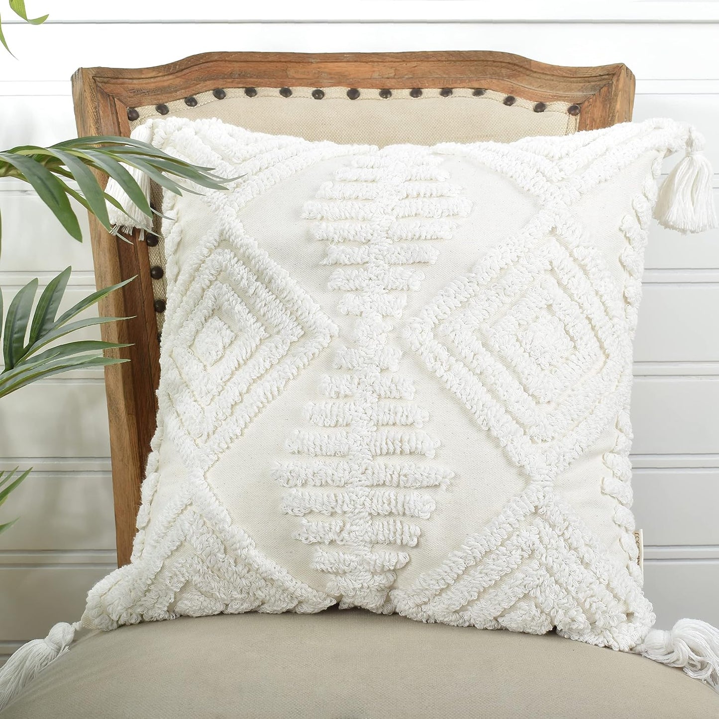 Boho Sofa Throw Pillow Covers / Boho Cream / 18 x 18