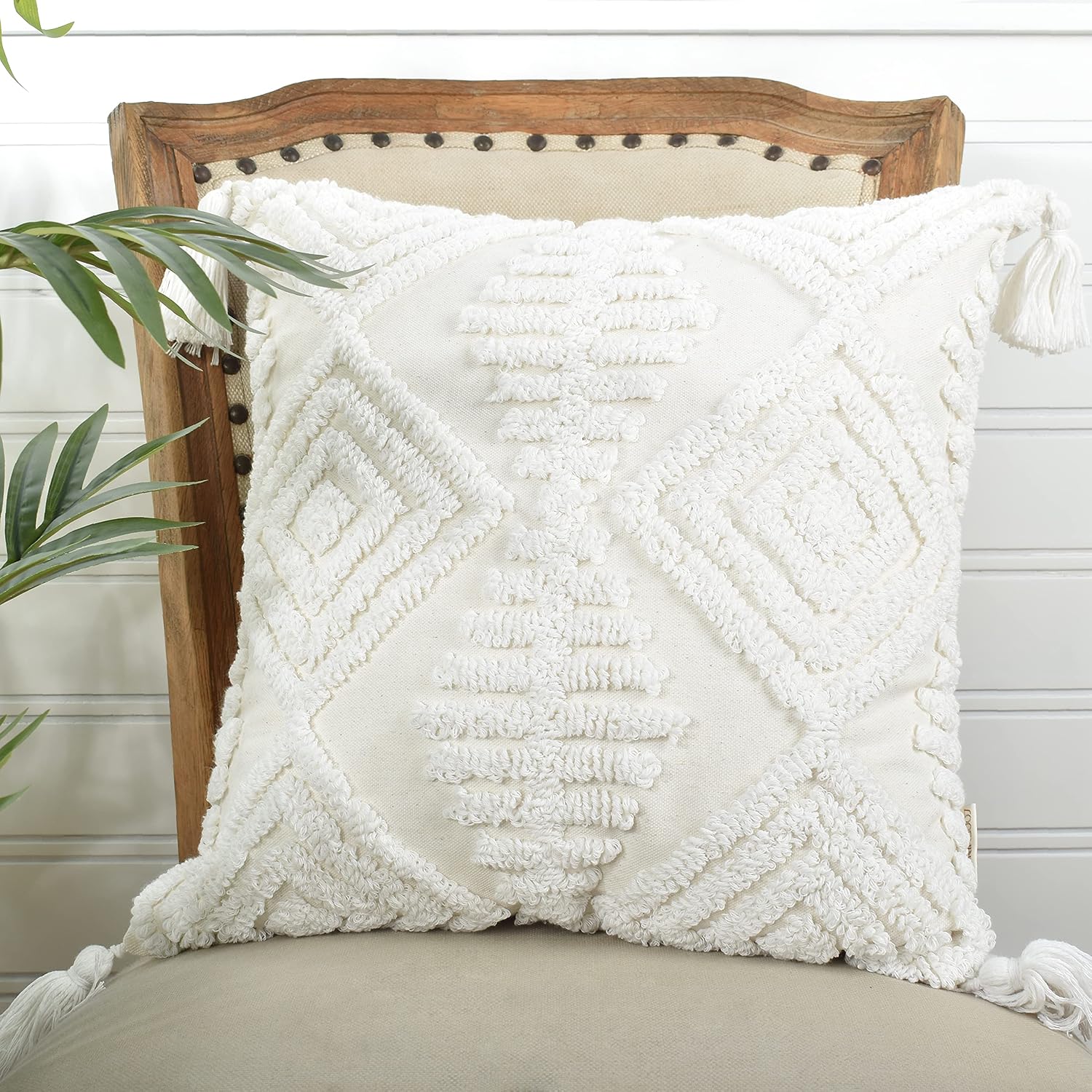 Boho Sofa Throw Pillow Covers / Boho Cream / 18 x 18