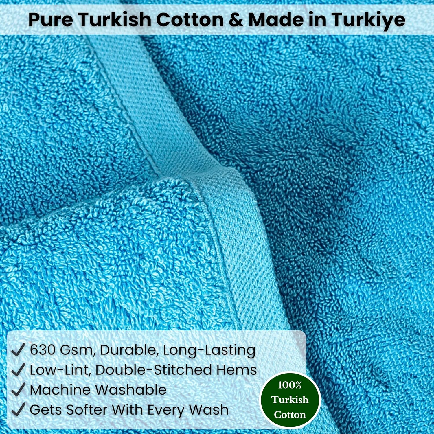SALBAKOS Luxury 100% Turkish Cotton Bath Sheet 40x80 (1-Piece, Aqua Blue) | Extra Large Jumbo Oversized Bathroom and