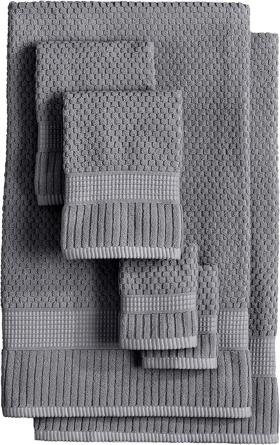 NY Loft 100% Cotton 6-Pack Hand Towel Set | Grey | Oeko-TEX | Quick-Dry | Six 16" x 28" Hand Towels | Super Absorbent