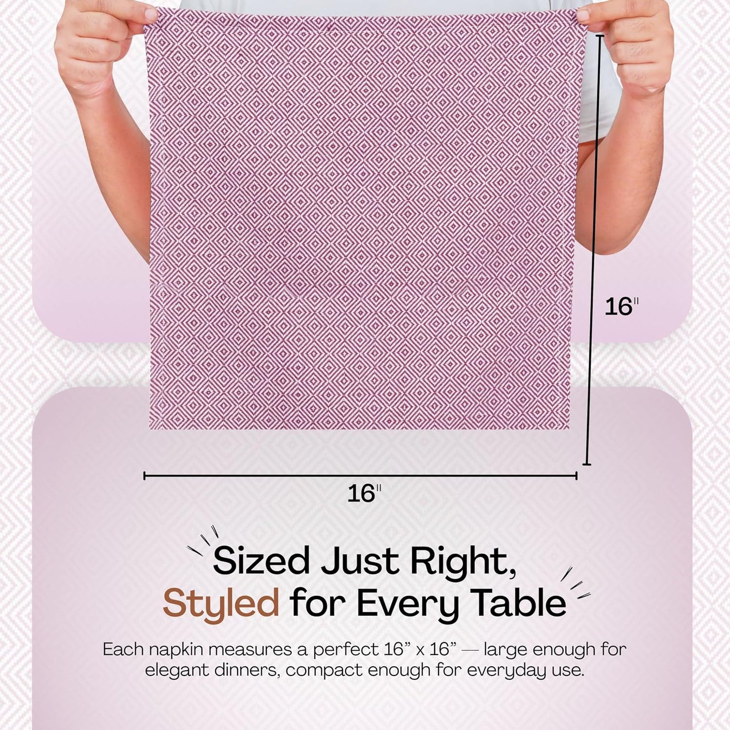 Multi Color Diamond Weave Cloth Napkins Set of 12, 16"x16", Cotton Napkin for Dining Tables, Dinner, Lunch, Parties
