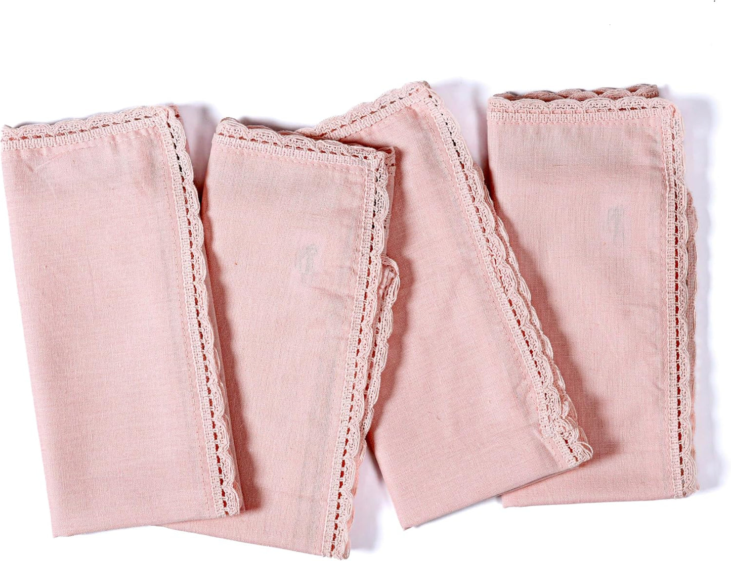 Ramanta Home PinkLinen Flax Cloth Napkins Set of 12, 18x18 Inches | Flax Lace Cotton Linen Reusable Decorative