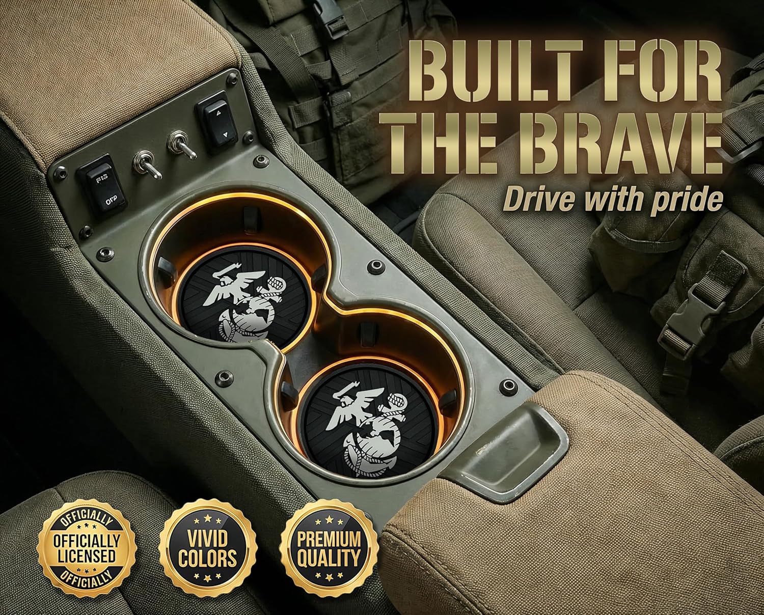 Officially Licensed US Corps Insignia Textured 3D Automotive Religious Silicone Coasters / Marine