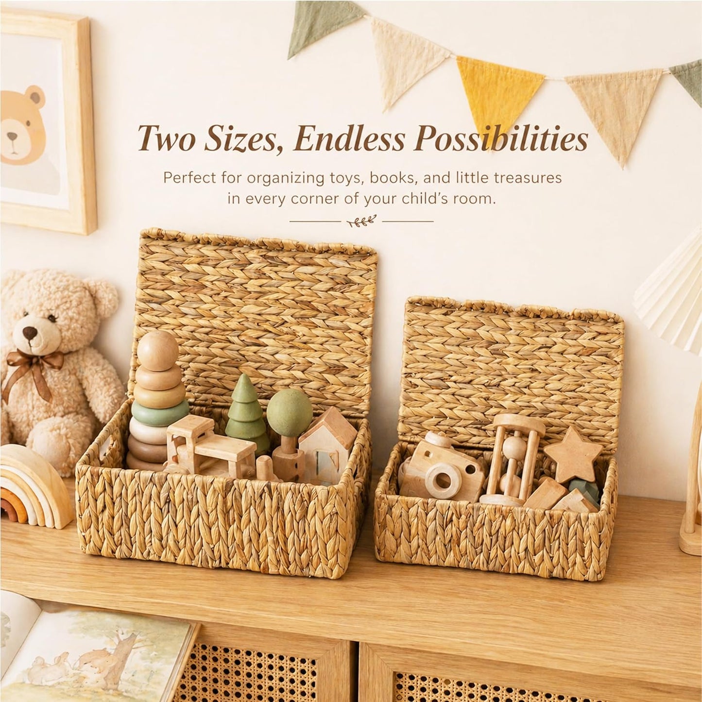 Scalloped Edge Wicker Basket / Set of 2