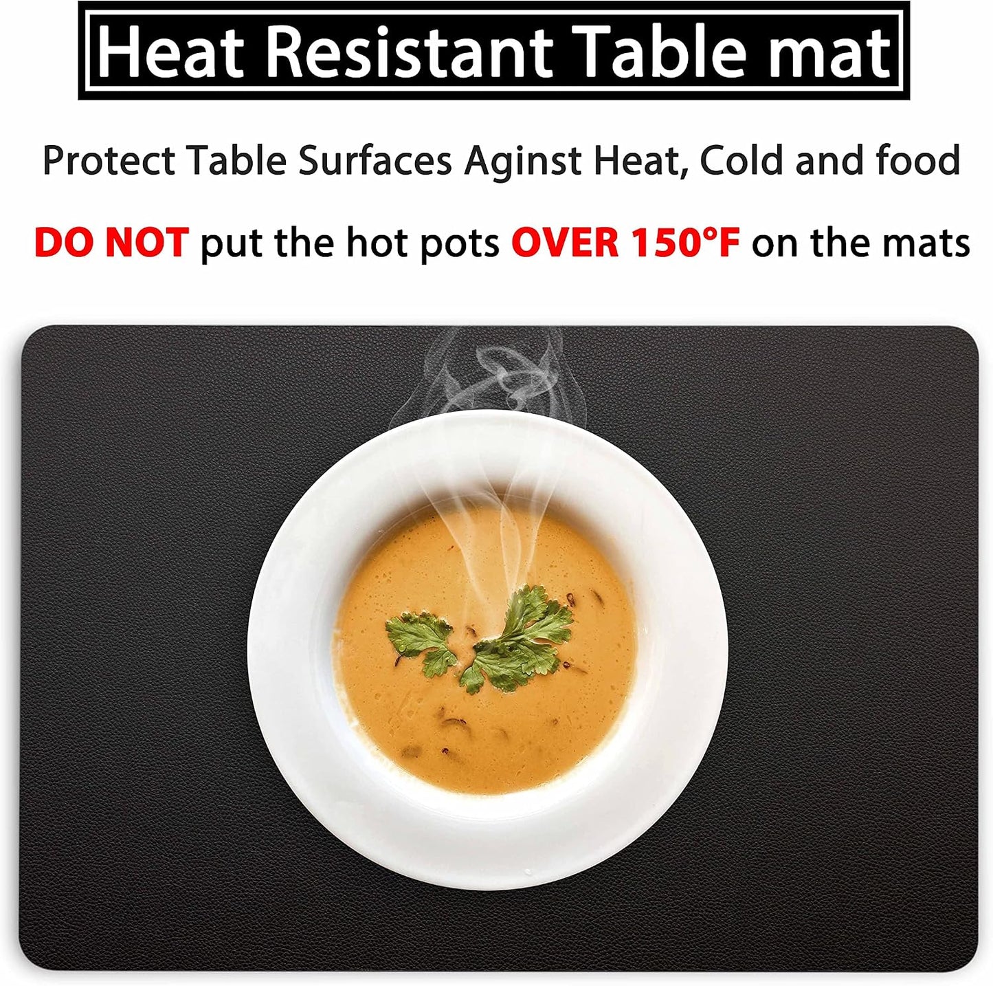 Wipeable Placemats Leather Table Mats Waterproof Heat-Resistant Easy to Clean for Dining Table Set Kitchen Table (6