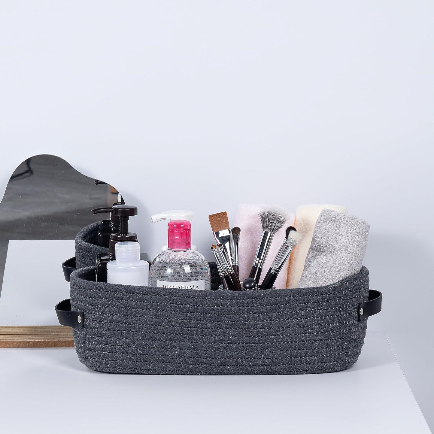 Nursery Basket / Home Decor Organizing Small Baskets / Dark Gray / 13 x 5.9 x 4