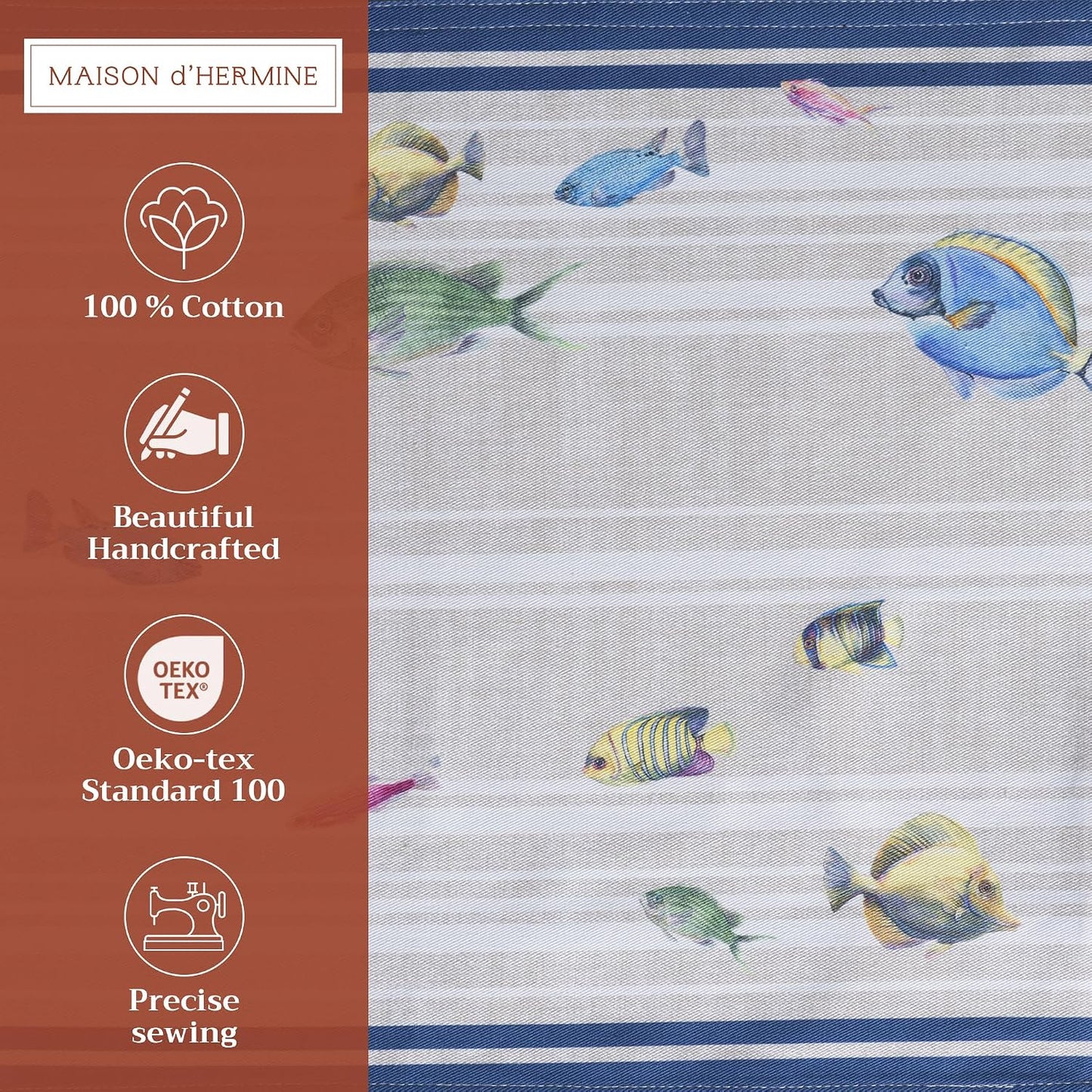 Maison d' Hermine Placemats Set of 4 Reusable 100% Cotton (13"x19") | Cloth Place Mats Washable Table Mats for Kitchen