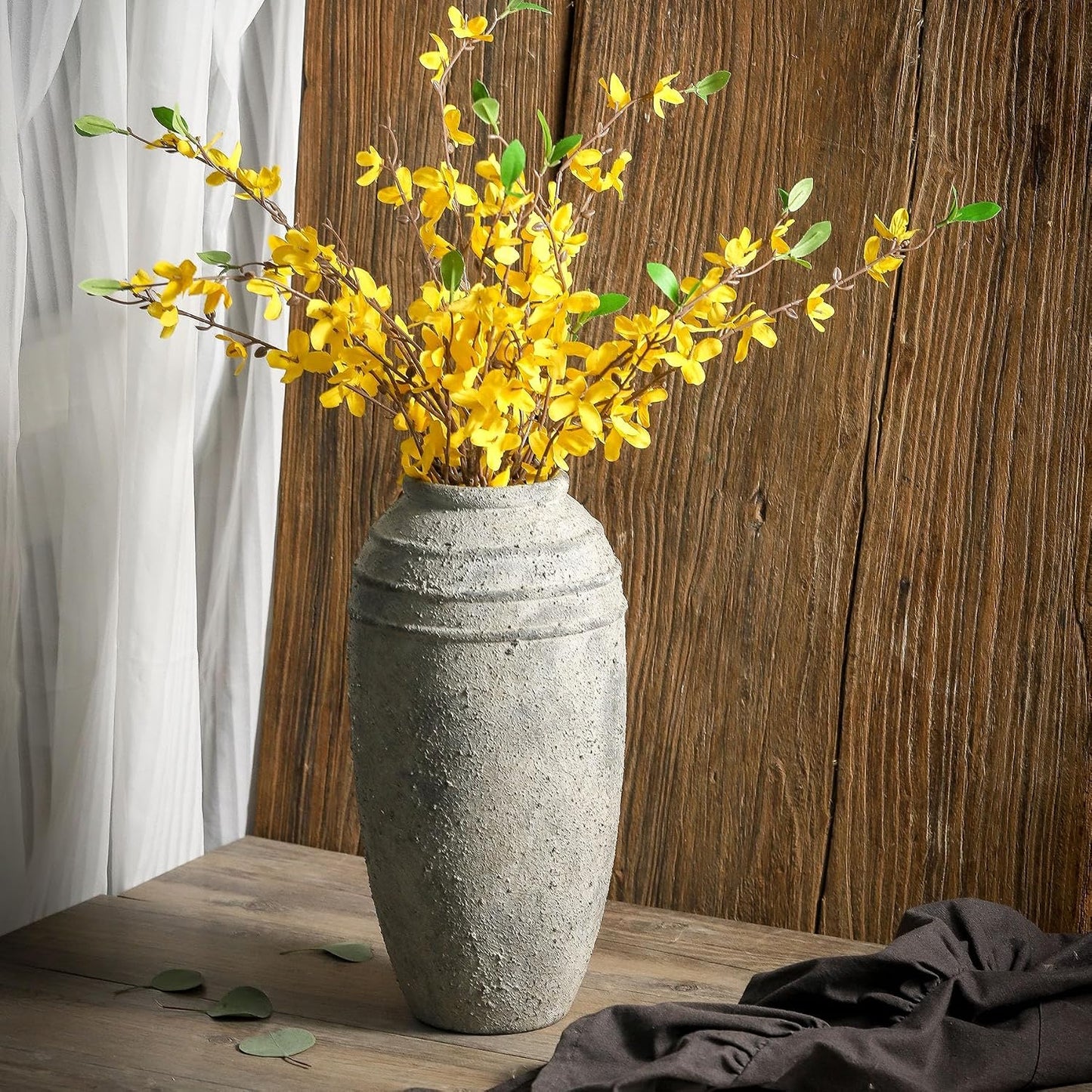 Large Ceramic Rustic Vase / 101-3-12.87in / 12.87 Inch