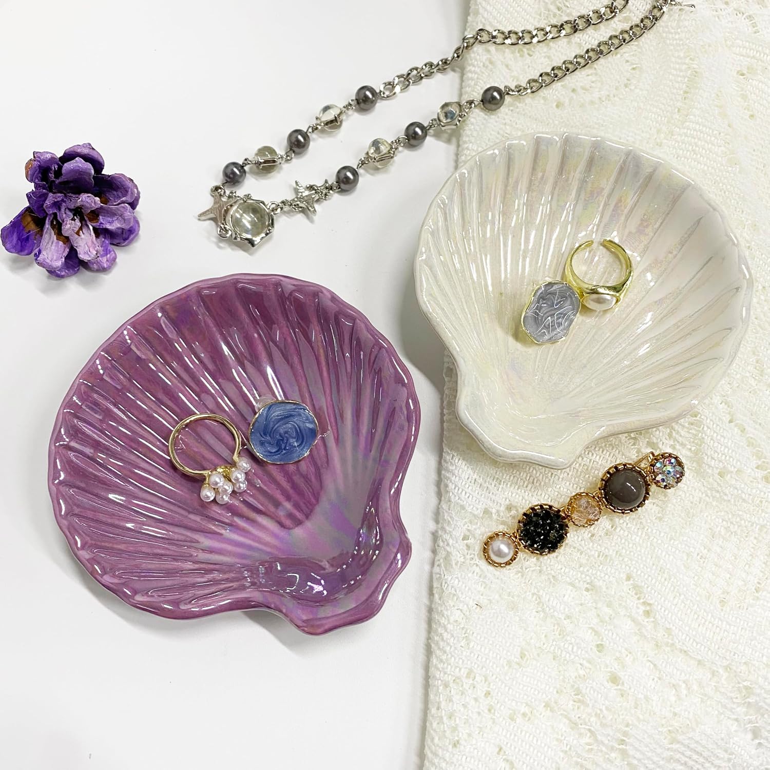 Seashell Jewelry Dish Tray / Purple