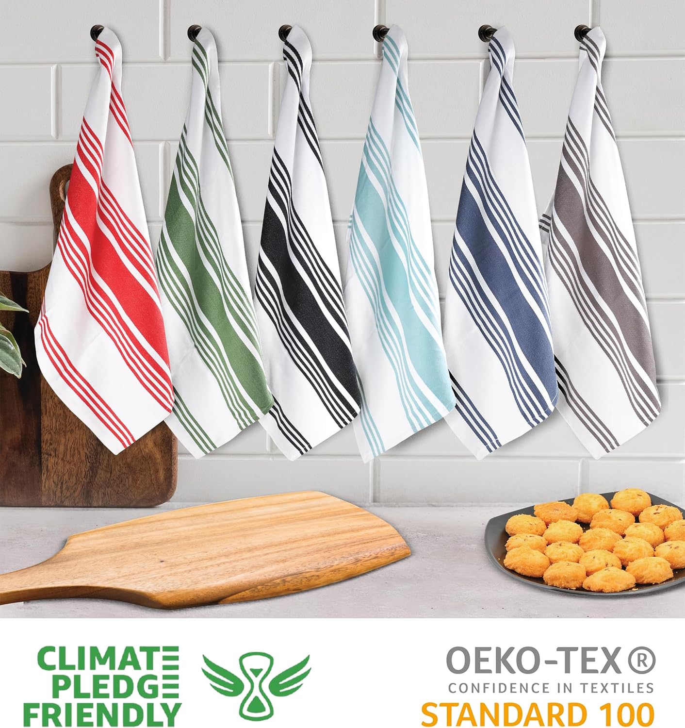Urban Villa Kitchen Towels Cotton Dish Towels 20”x30” (Set of 6) Multi