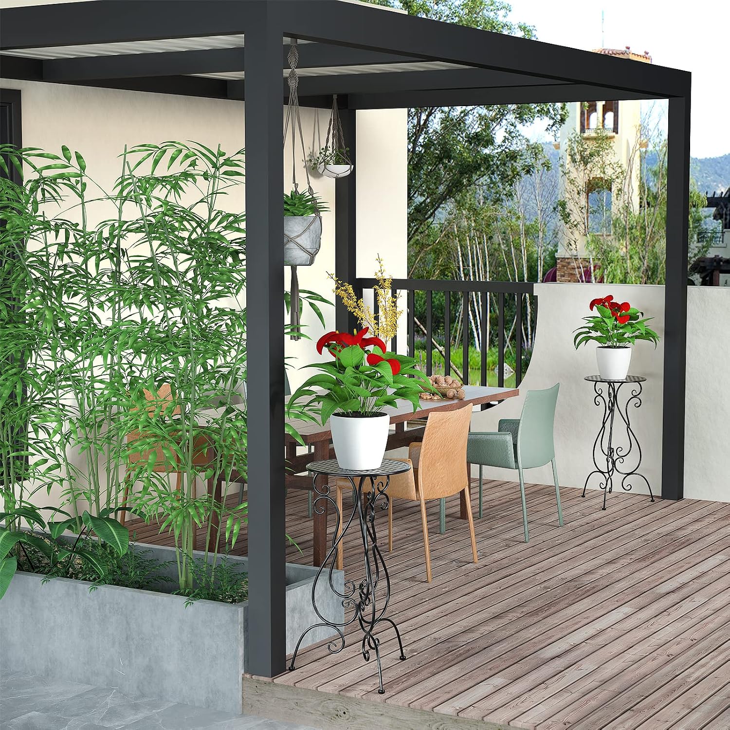 NAKUPE Metal Plant Stands Indoor Outdoor, Heavy Duty Flower Pot stand 22.5 inch Tall, Planter Pedestal Holder Rack for