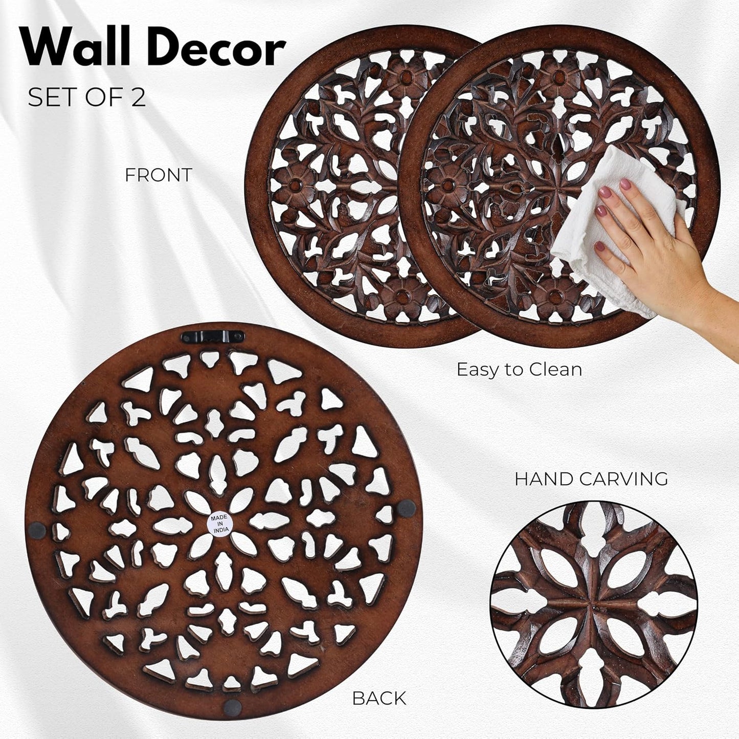 Decorative Wood Panels / Natural Burnt / 12 x 12 / Set of 2