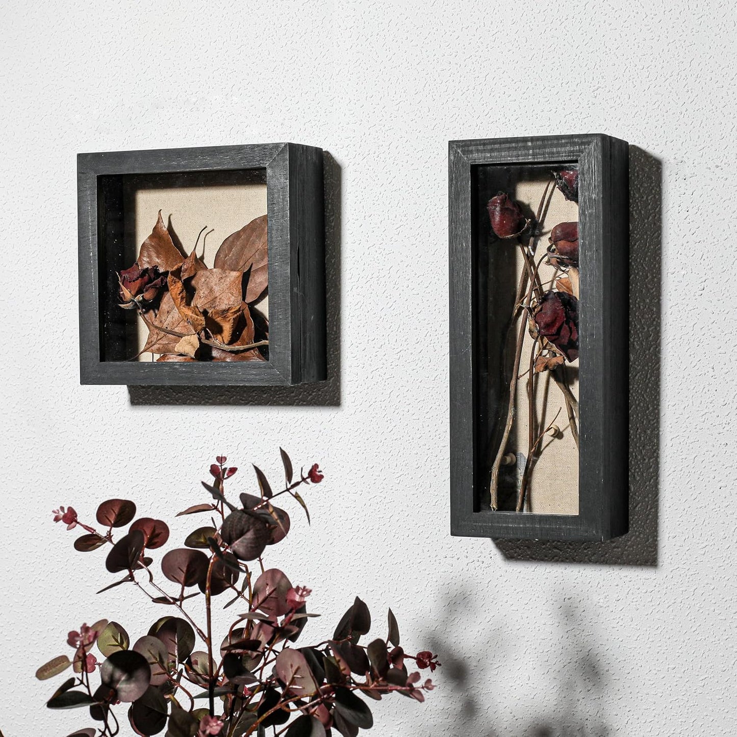 Freezing point Shadow Box Frame 8x8 Shadow Box Display Case Cabinet Pin Picture Frame with Linen Back Memorabilia