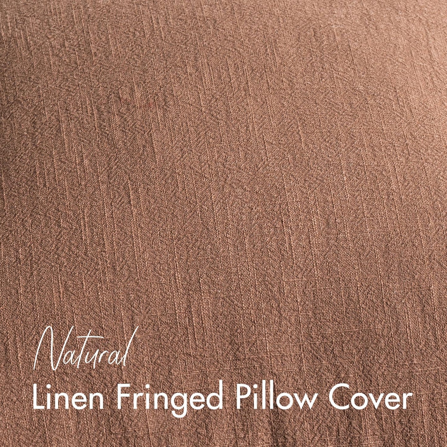 Decorative Linen Fringe Throw Pillow Covers Boho Farmhouse Soft Cushion / 20 x 20 / Brick / Set of 2