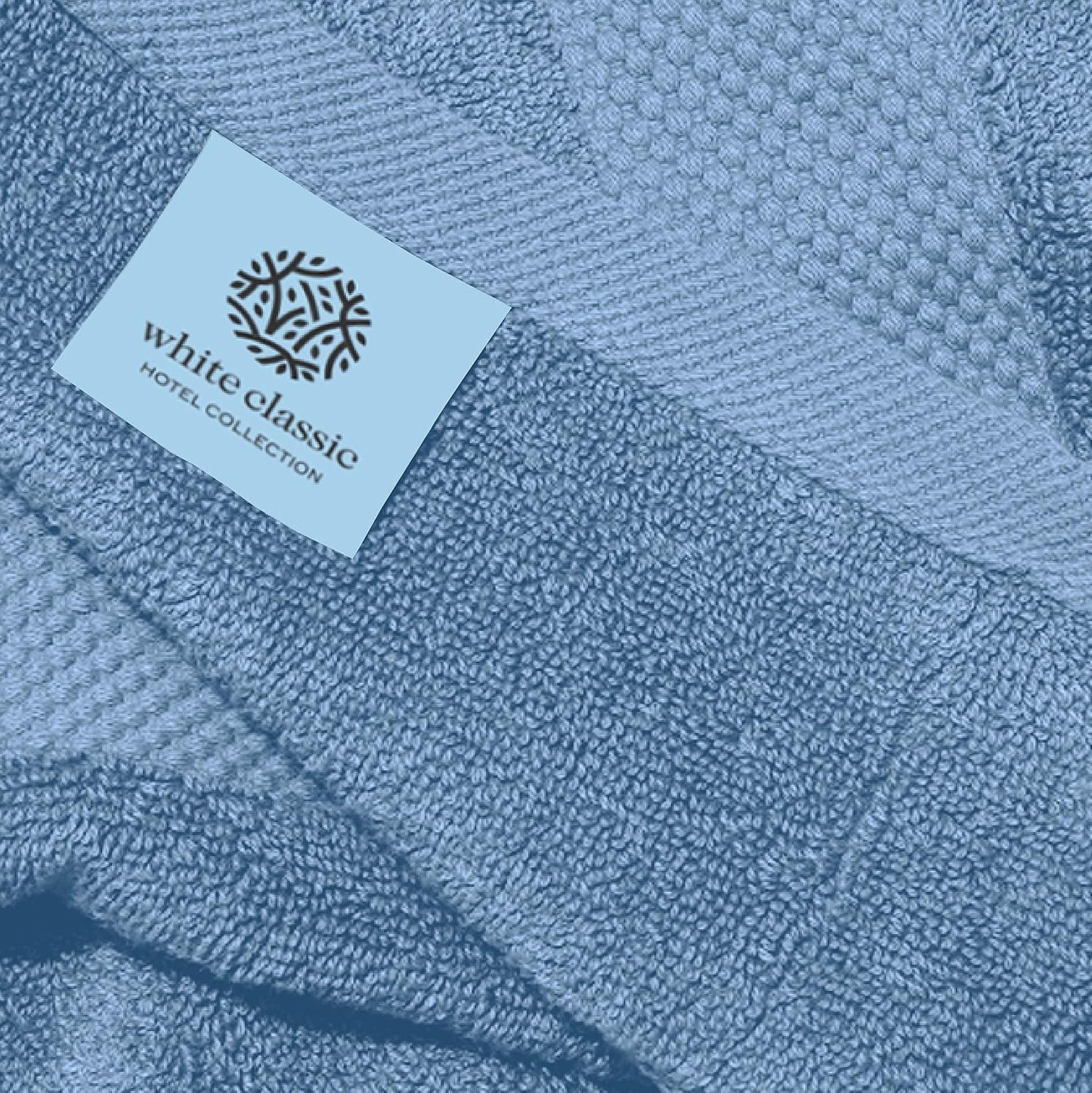 White Classic Luxury Light Blue Hand Towels - Soft 100% Turkish Cotton | Highly Absorbent Hotel spa Bathroom Towel