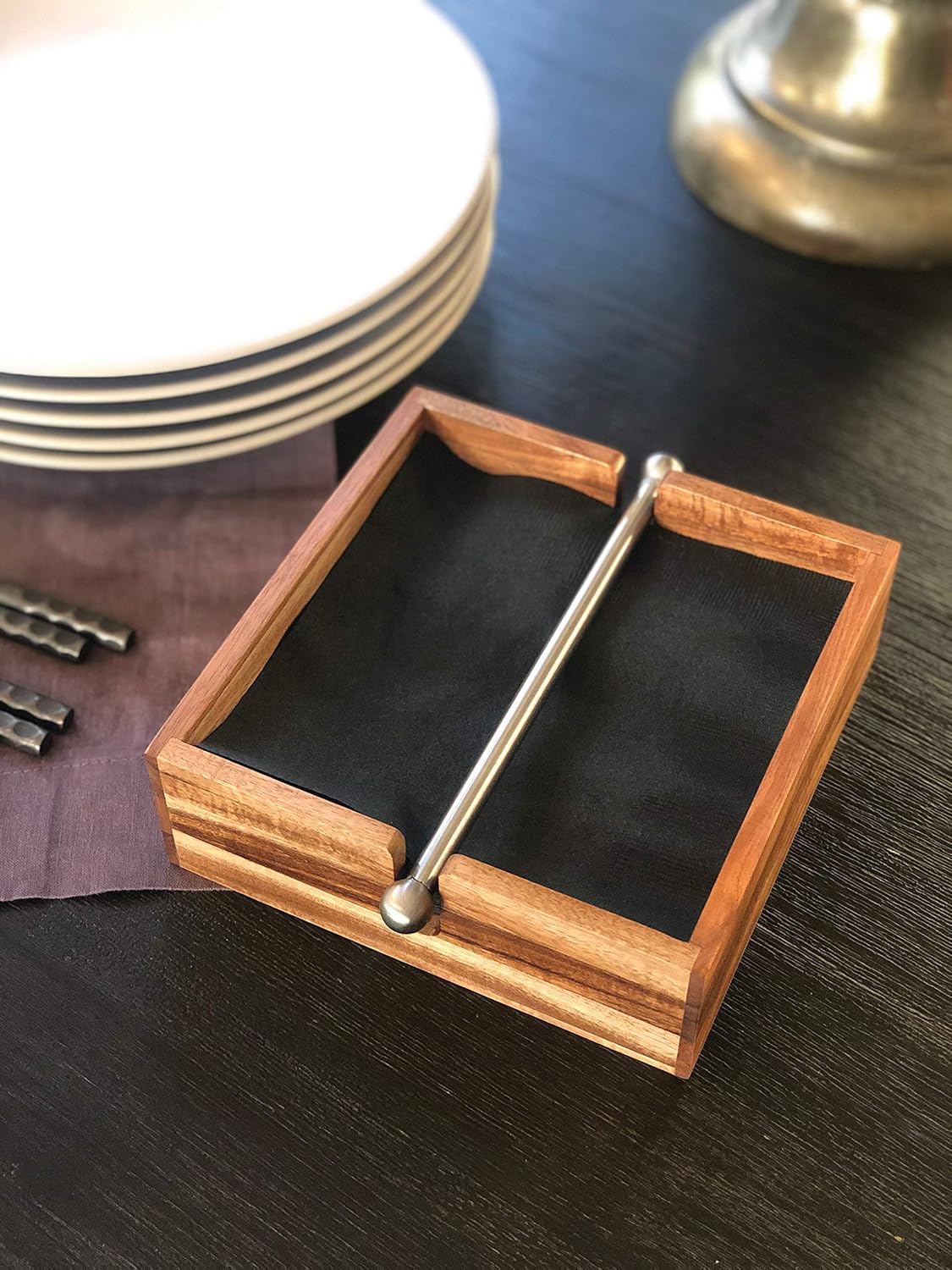 28982 Acacia Wood Napkin Holder / Brown