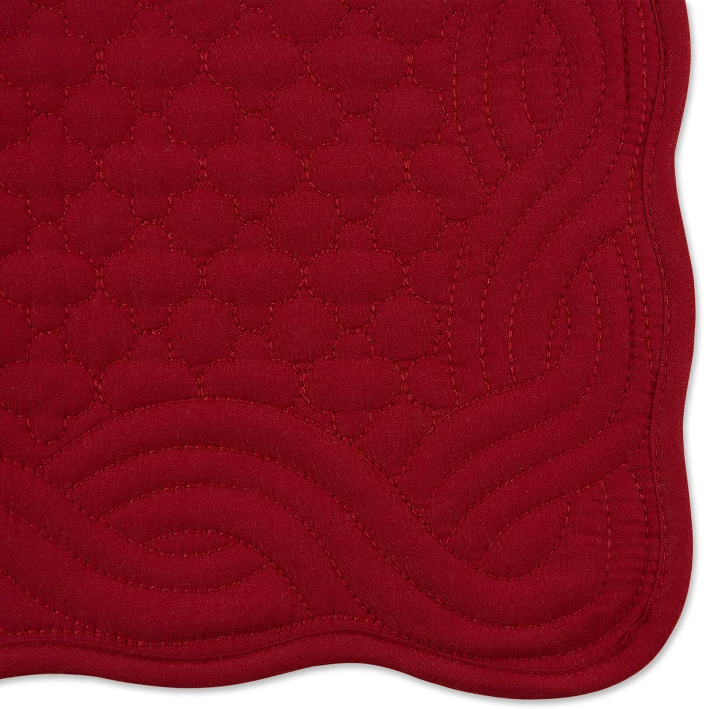 DII Quilted Farmhouse Collection Tabletop, Placemat Set, Cranberry, 6 Piece