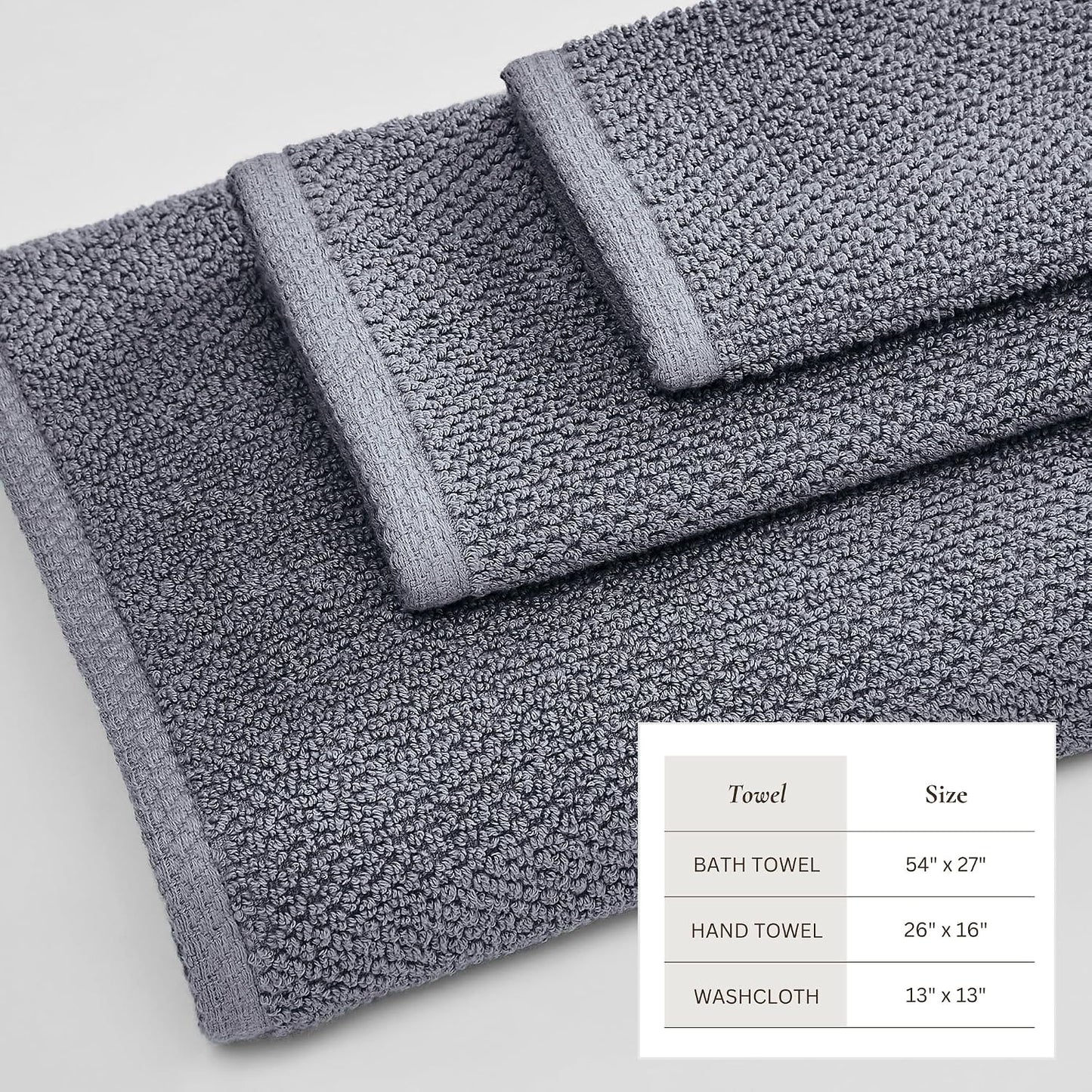 Great Bay Home 100% Cotton 6 Piece Towel Set - Absorbent, Quick-Drying, Durable Bath Towels for Bathroom Decor