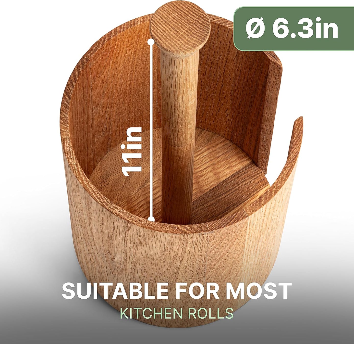 WALDWERK Design Paper Towel Holder Out of Oak Wood - Kitchen Towel Holder for All Standard Kitchen Rolls - Wooden Paper