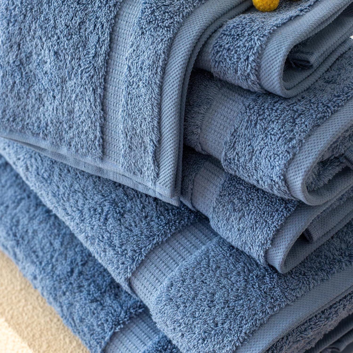 SALBAKOS 100% Turkish Cotton Bathroom Towel Set of 6-Piece, Blue | 630 Gsm Thick Super Soft Highly Absorbent 2 Bath + 2