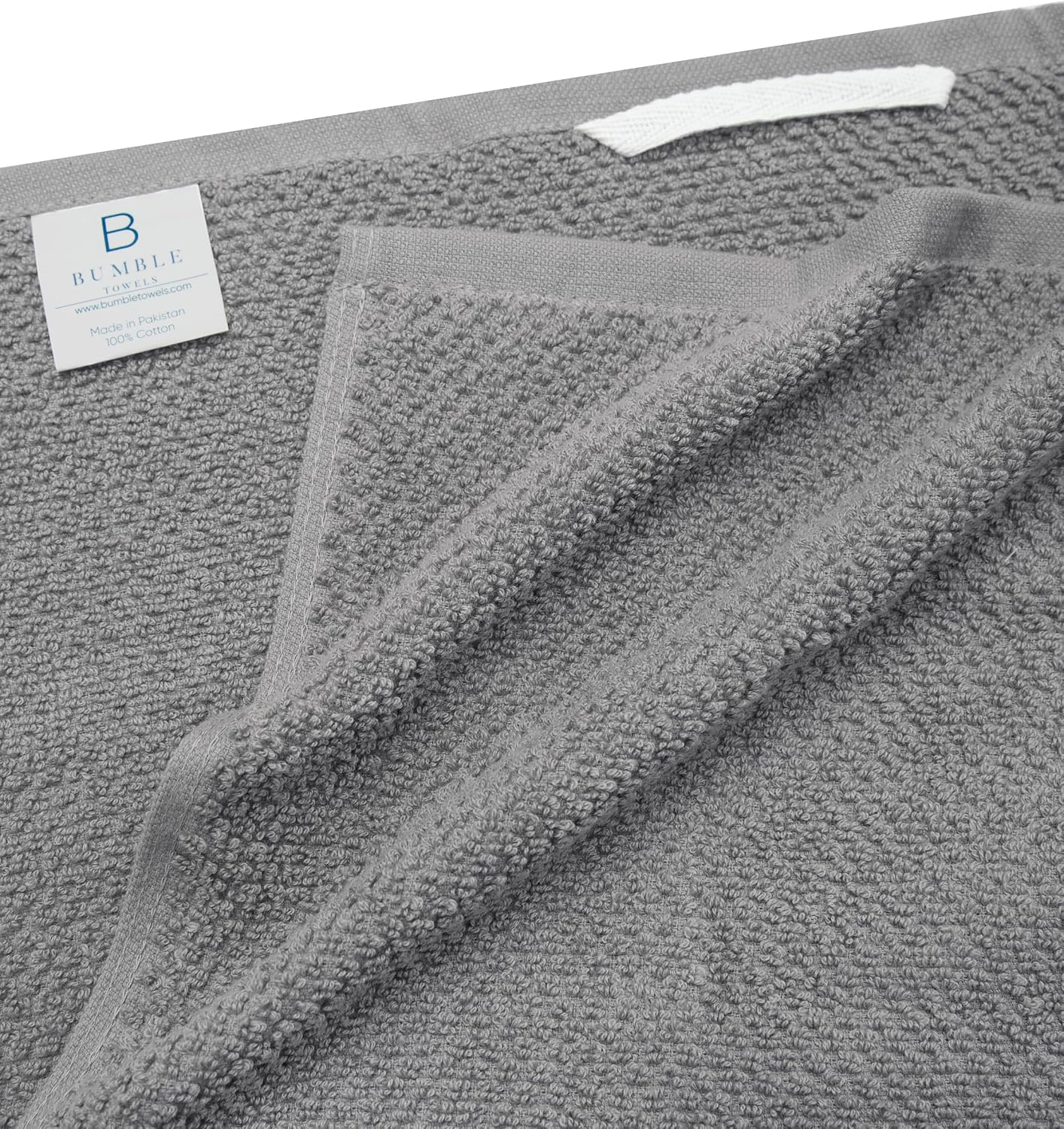 Bumble Kitchen Towels 6 Pack 100% Cotton 16"x26" - Grey Solid | 430 GSM Soft Kitchen Hand Towels with Hanging Loop