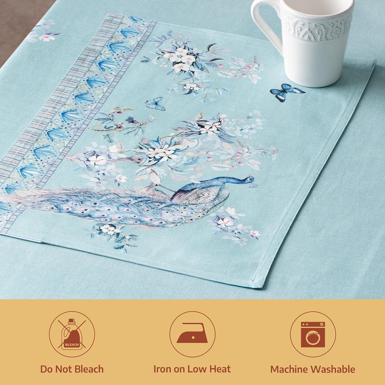 Maison d' Hermine Placemats Set of 4 Reusable 100% Combed Cotton (13"x19") | Cloth Place Mats Washable Table Mats for