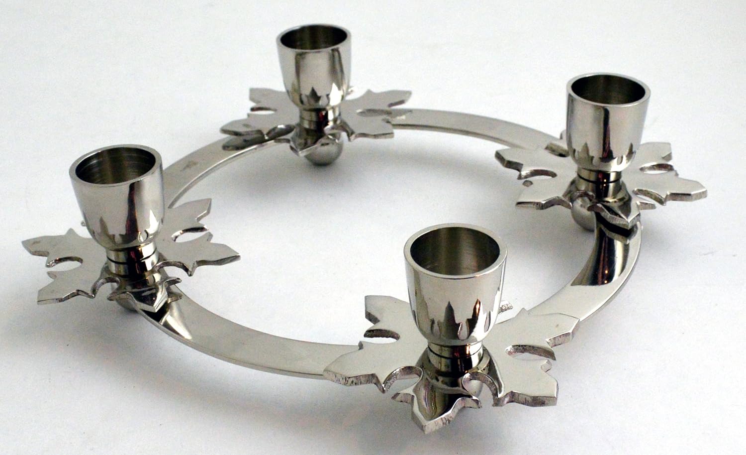 Biedermann & Sons Candle Holder - Snowflake Christmas Advent Wreath Candleholder, 8-Inch, Chrome