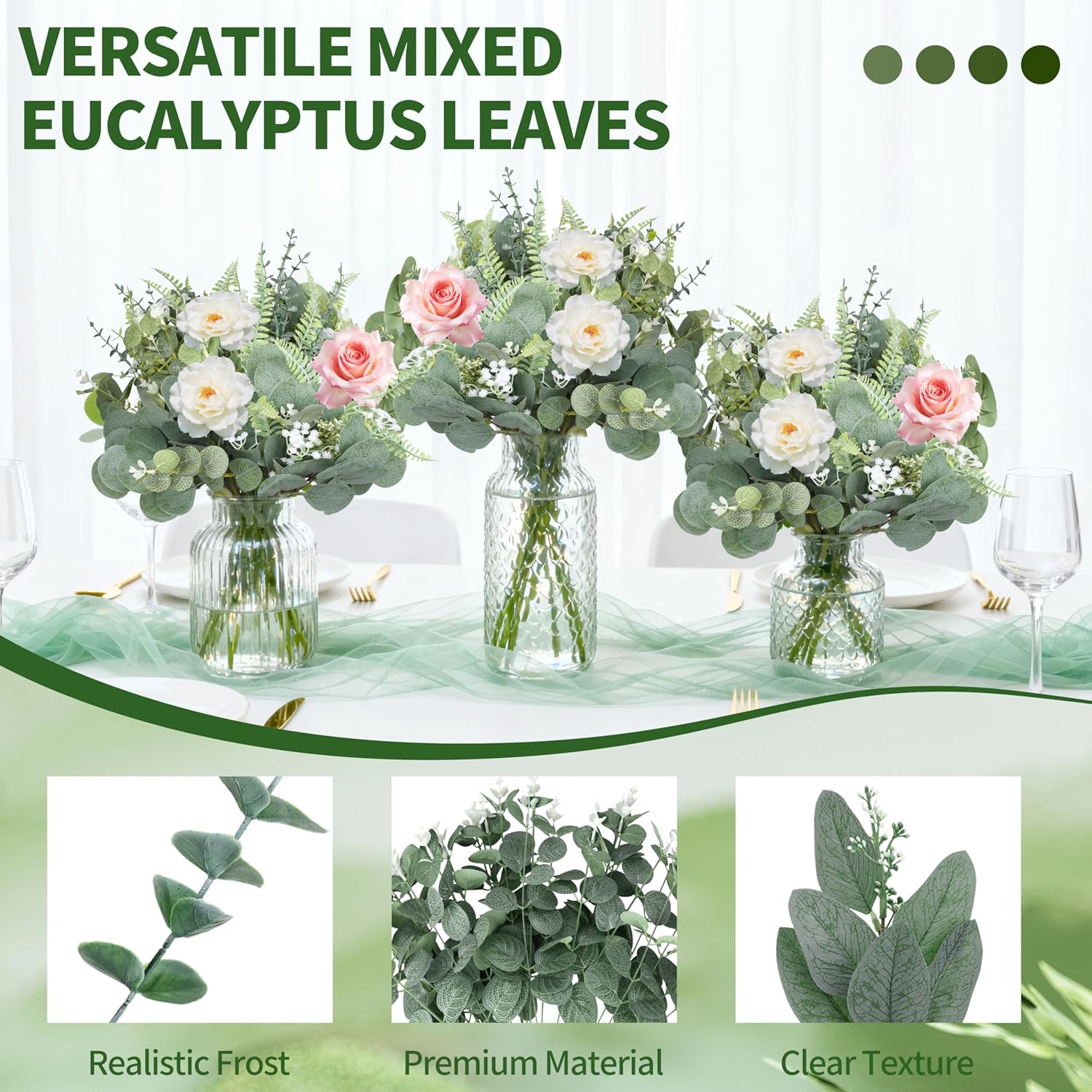 Fake Greenery Plants Faux Dollar Eucalyptus / Silver / Set of 150