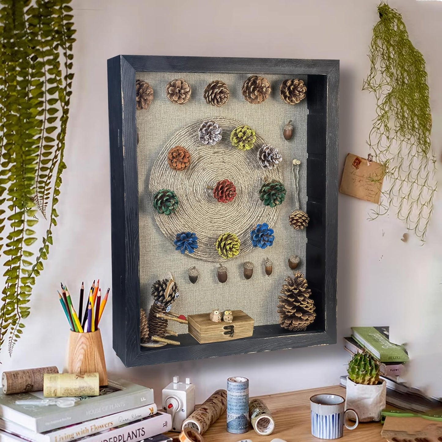 Black Shadow Box Frame 16x20 Shadow Box with Shelves 2.6" Interior Depth Memorial Shadow Box Display Case with Linen
