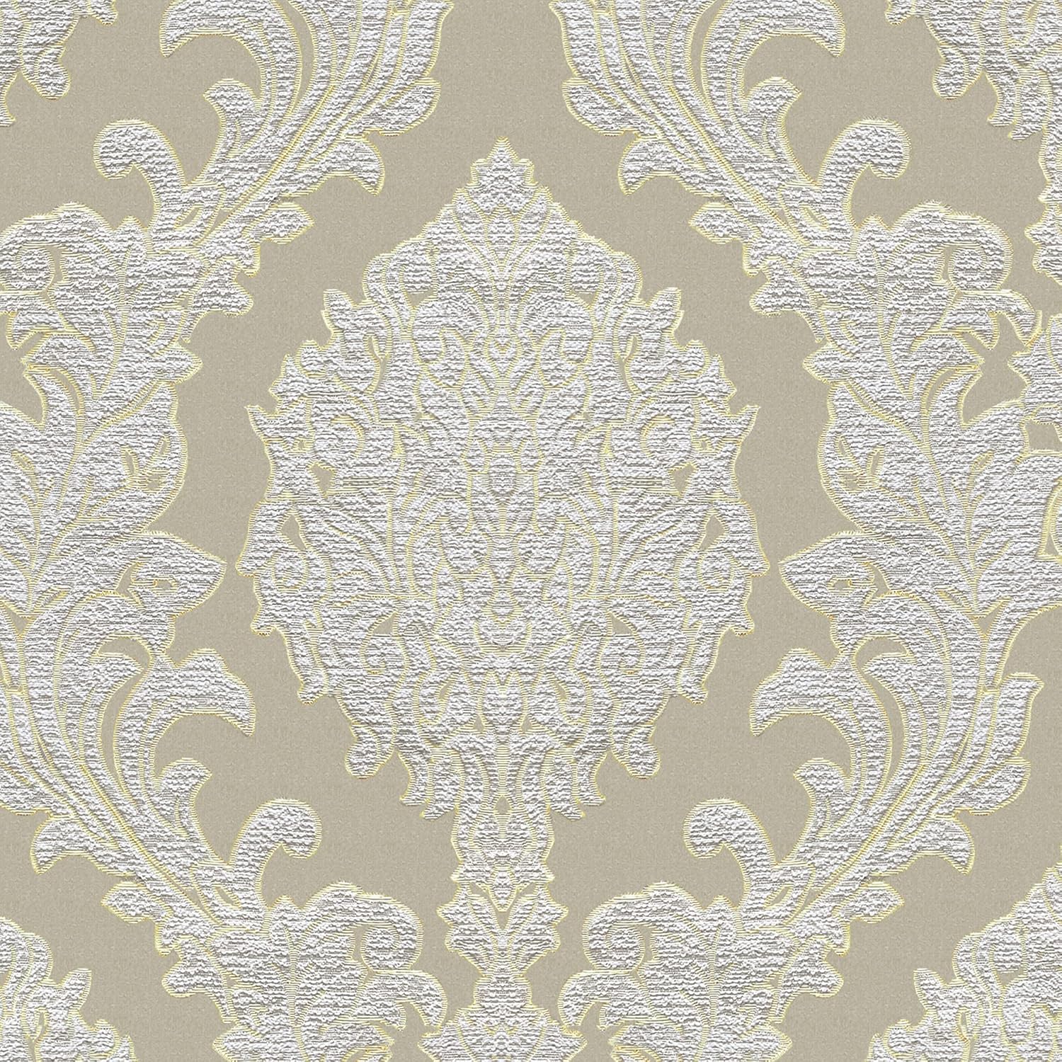 Loom and Mill Luxury Jacquard Damask Table Runner 13x72 inch, Beige | Elegant Fabric Dining Table Runners with