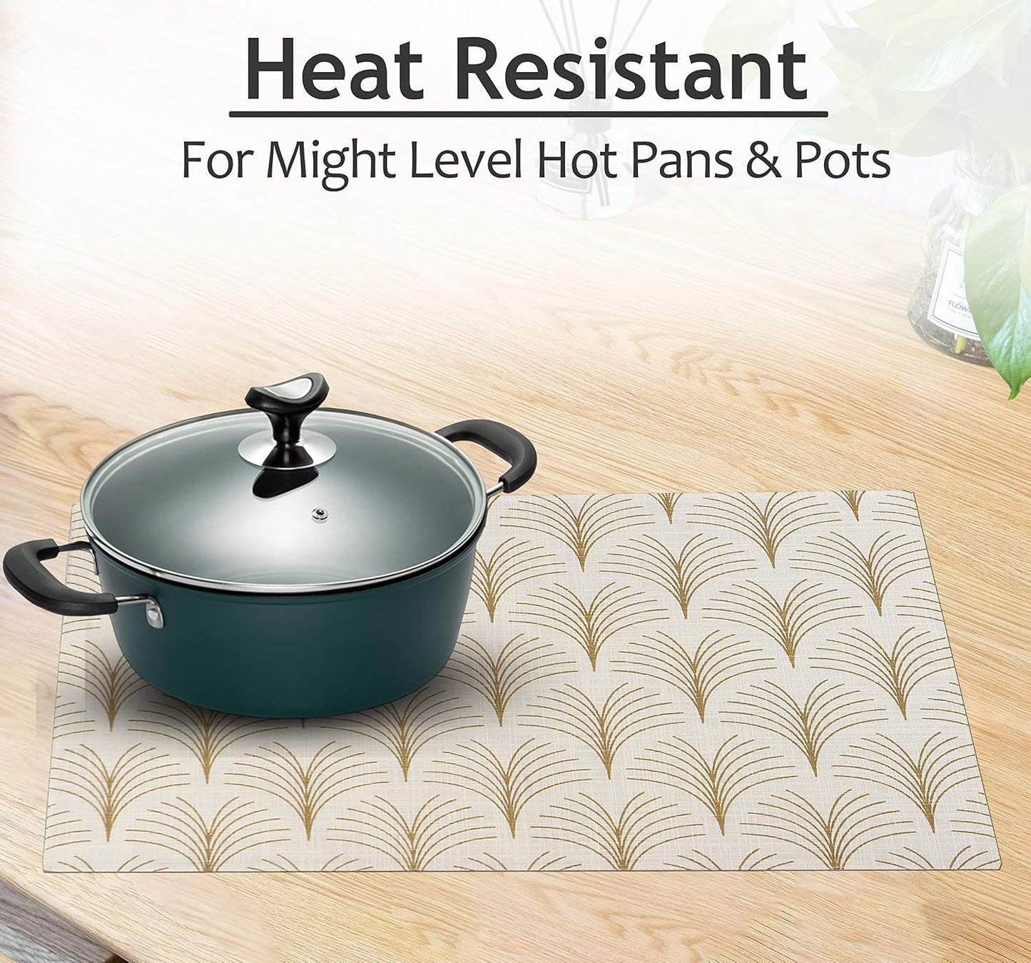 Ruvanti Placemats Set of 6, 100% Cotton Place Mats of 13"x19" – Luminous | Heat, Stain resistant, Washable, Non-Slip