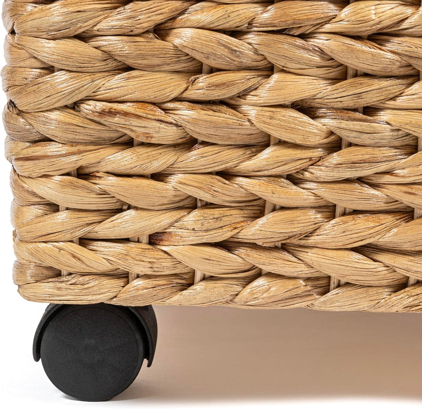 BSK1006A 26.38" Chett Minimalist Hand-Woven Hyacinth/Wood Underbed Storage Bin / Natural
