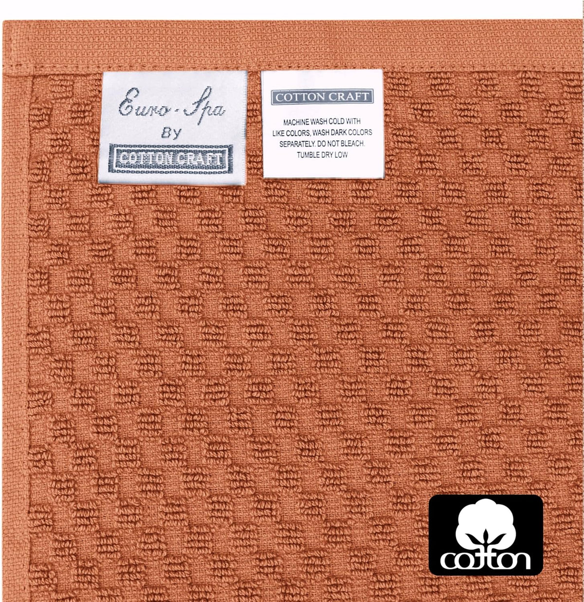 COTTON CRAFT Euro Spa Waffle Weave Bath Towels - Set of 4 Mocha Towels | Pure 100% Ringspun Cotton Oversized Luxurious