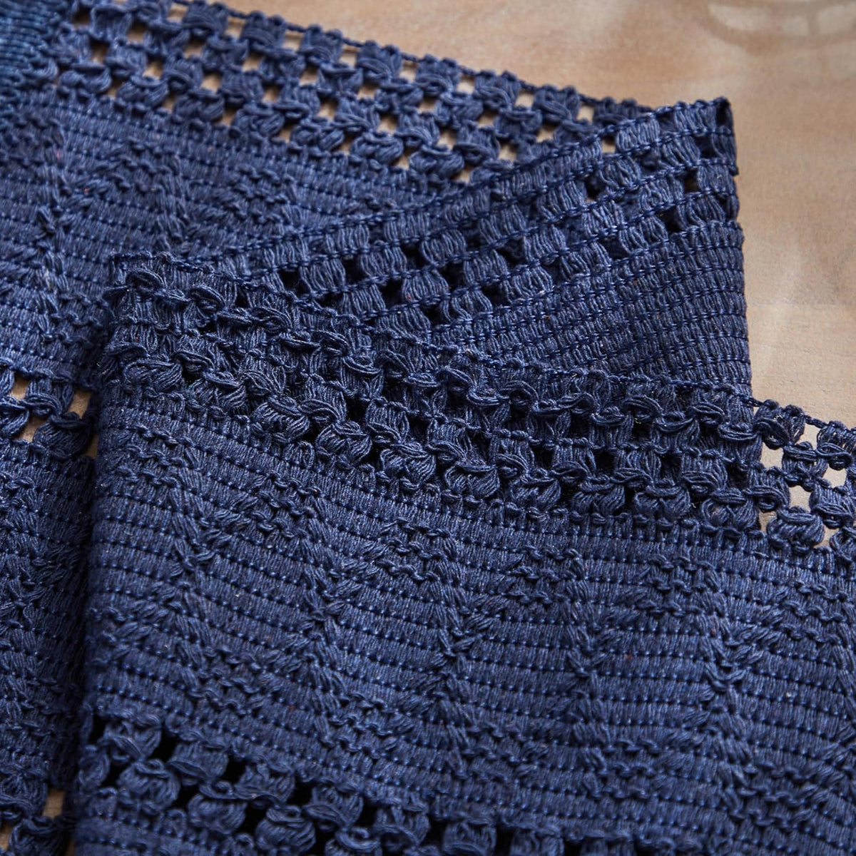 Macrame Style Boho Placemats Set of 6, Navy Blue 12x20 Inch | Decorative Farmhouse Table Mats, Natural Cotton Woven