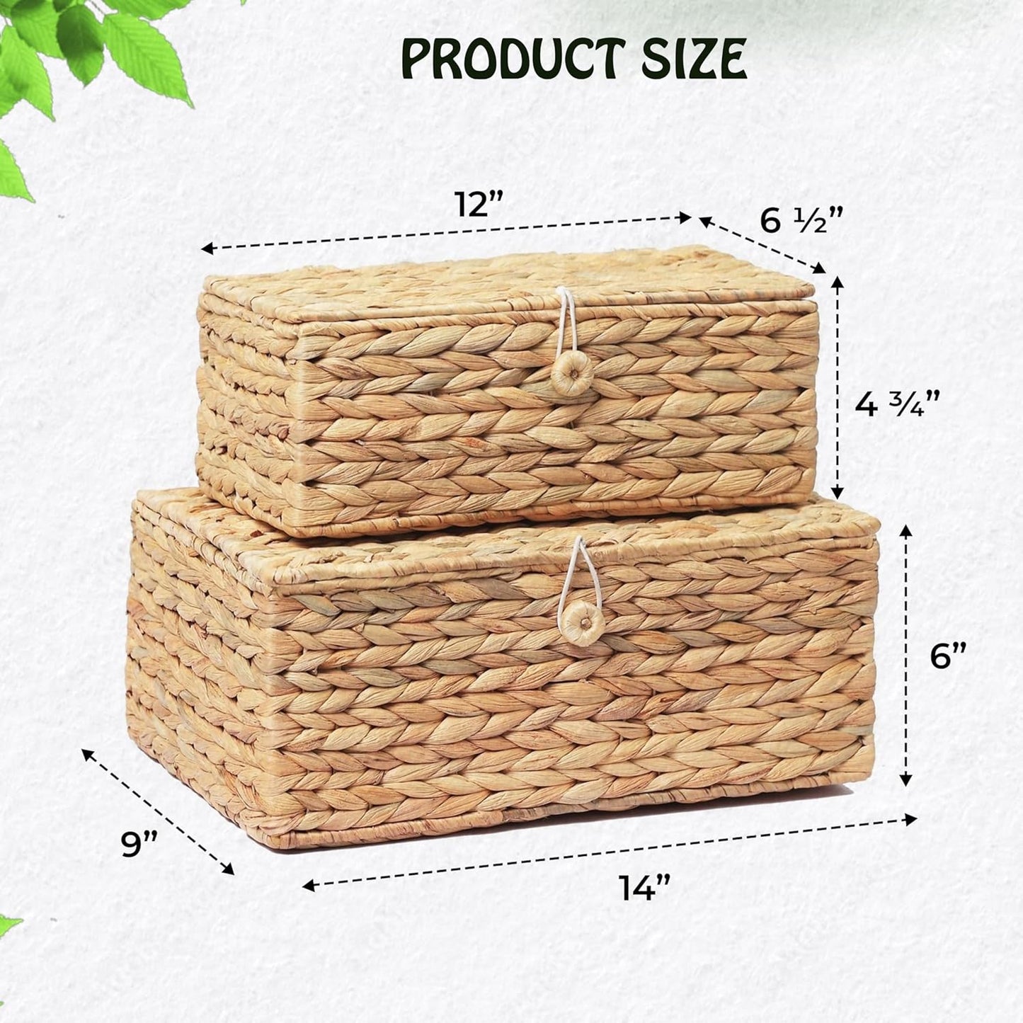 Rattan Basket Decorative Boxes / Set of 2