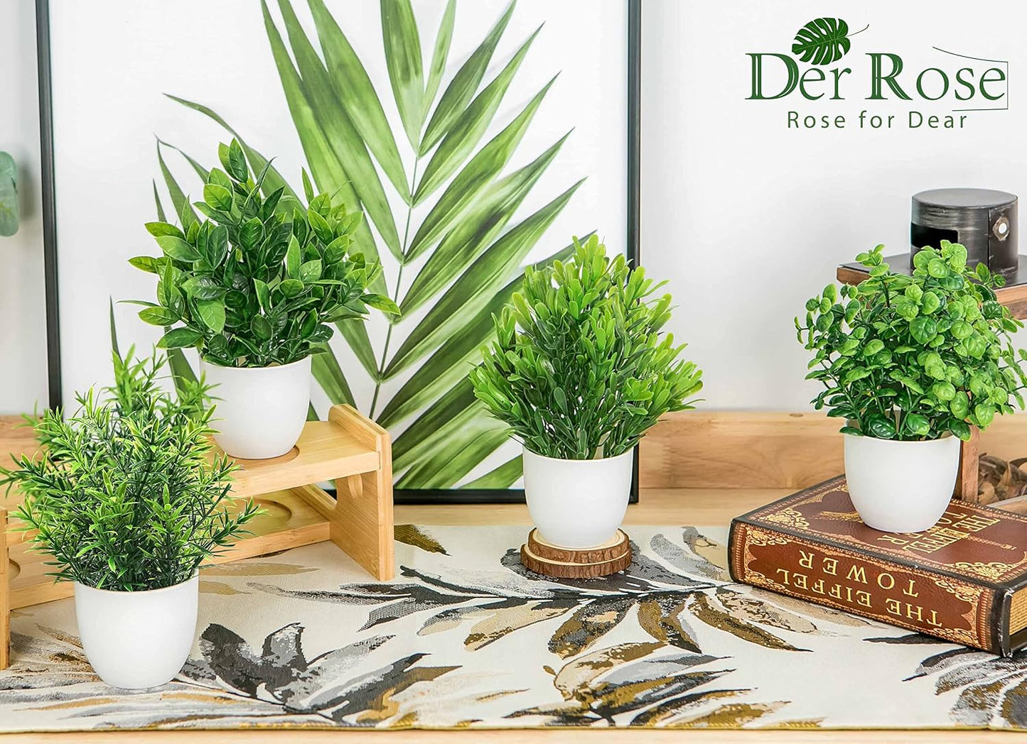 Fake Plants Small Artificial Faux Potted Plants / Set of 8