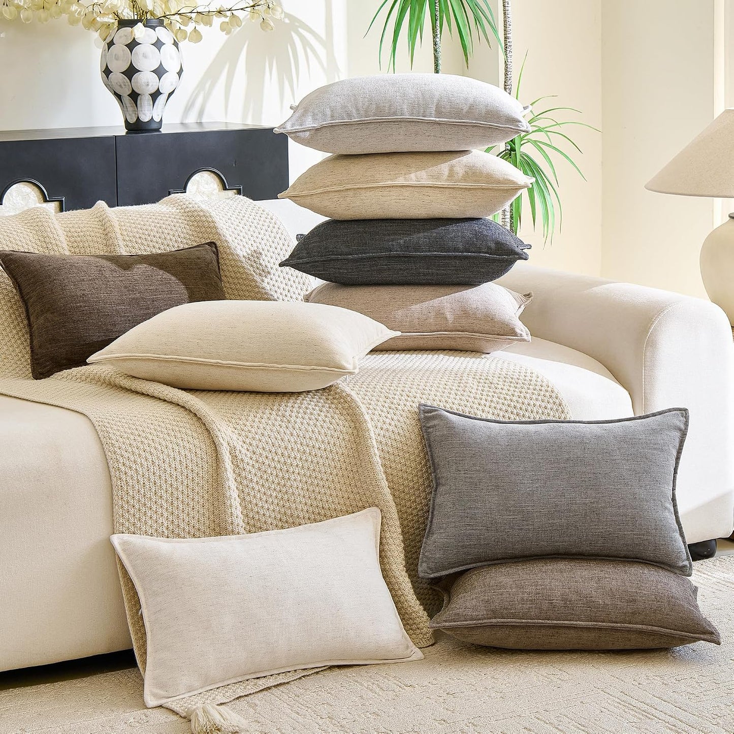 Farmhouse Decorative Pillow / Cream White / 20 x 12 / Set of 2