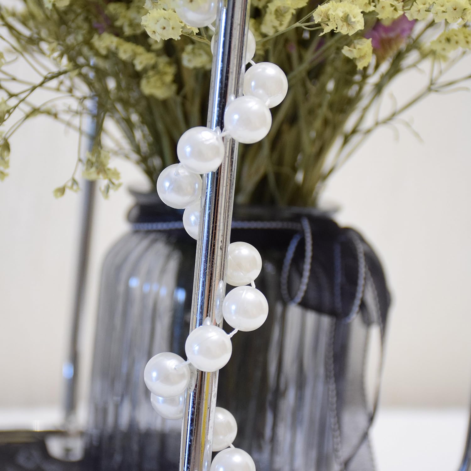 14 mm Large Pearls Garland Faux Crystal Beads Garland Spool Roll for Crafts / Ivory