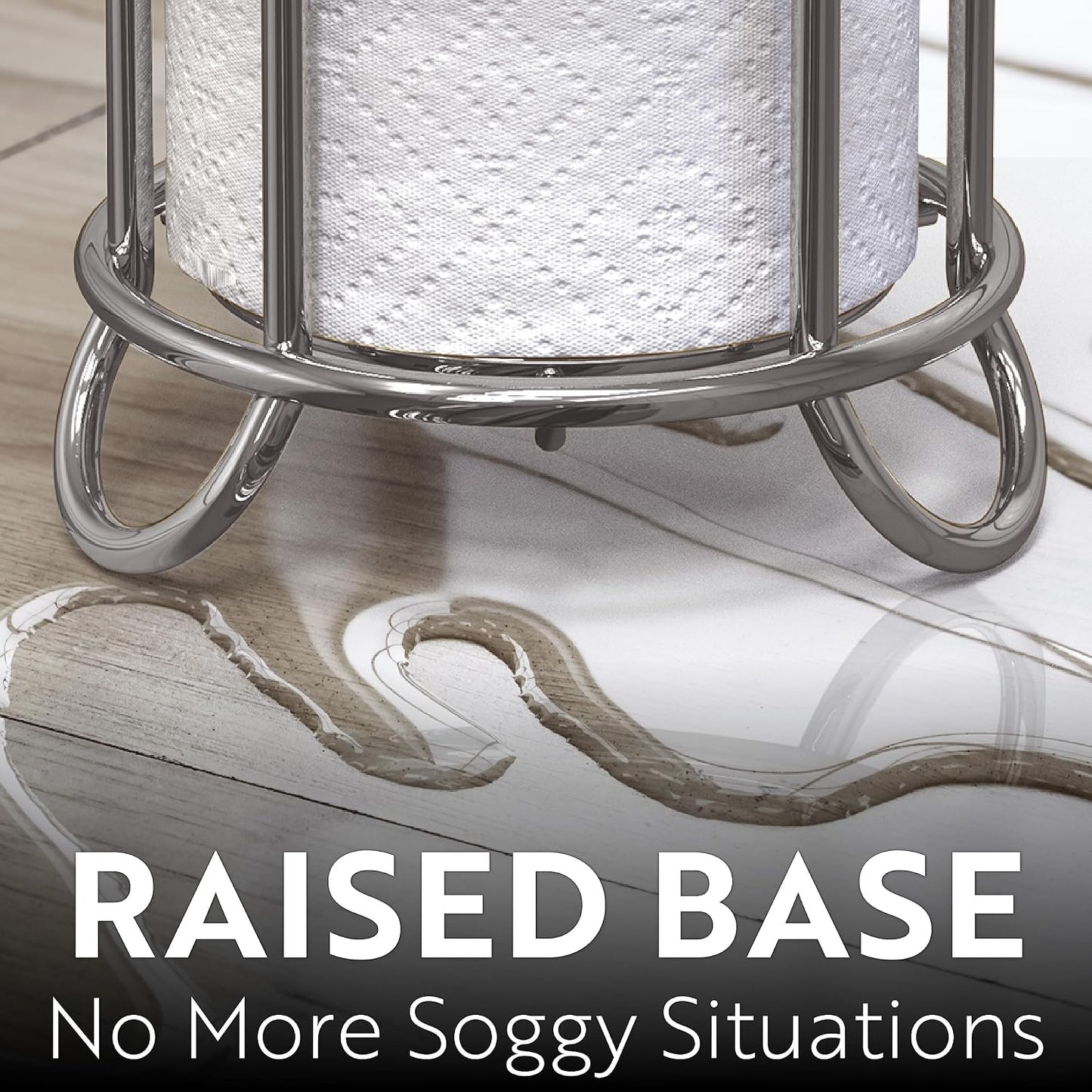 BROOKSTONE Toilet Paper Holder Stand Reserve - Free Standing Toilet Paper Stand with Storage that Holds Mega Rolls