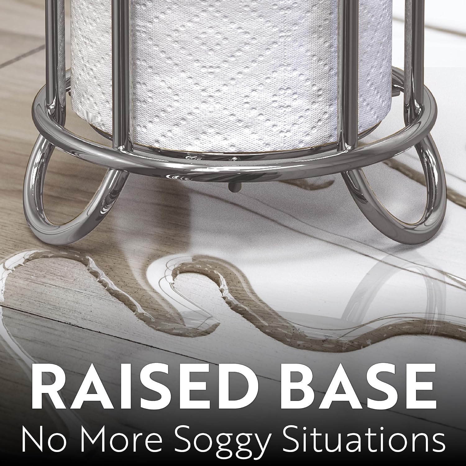 BROOKSTONE Toilet Paper Holder Stand Reserve - Free Standing Toilet Paper Stand with Storage that Holds Mega Rolls