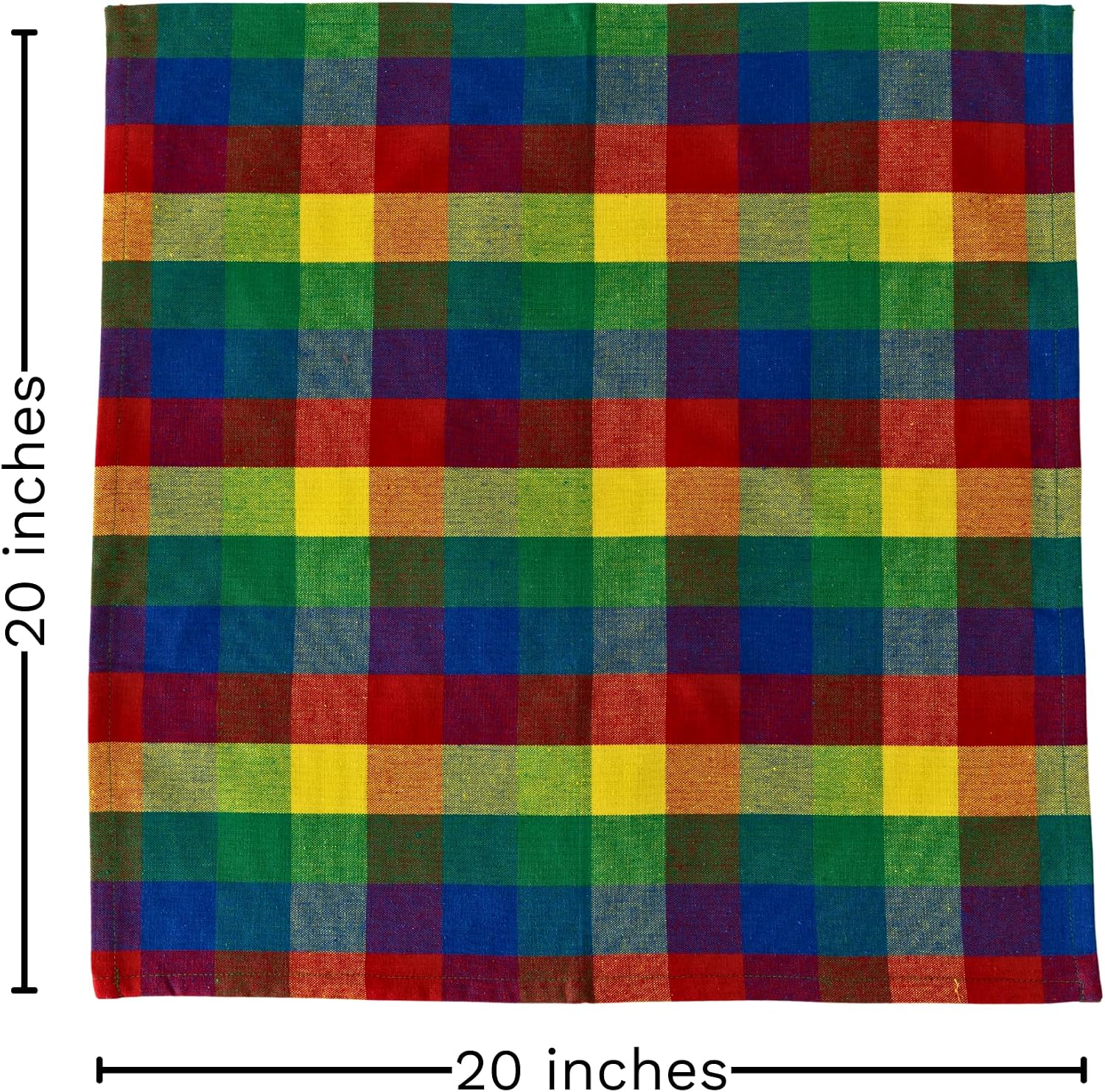 Multicolor Rainbow Cloth Dinner Napkins - 12 Pack, 100% Cotton, 20"x20" Colorful Cotton Dinner Napkins for Parties and