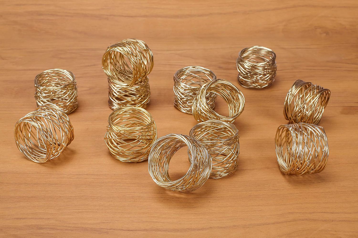 Alpha Living Home Spiral Napkin Rings, Set of 12, Gold Metal | Iron construction, tarnish-resistant finish, 2x2x1.5 in